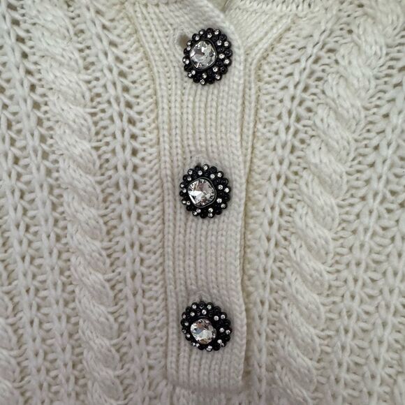 Revolve x 1. State Cream Crew Neck Cable Knit Sweater Small - Picture 6 of 8